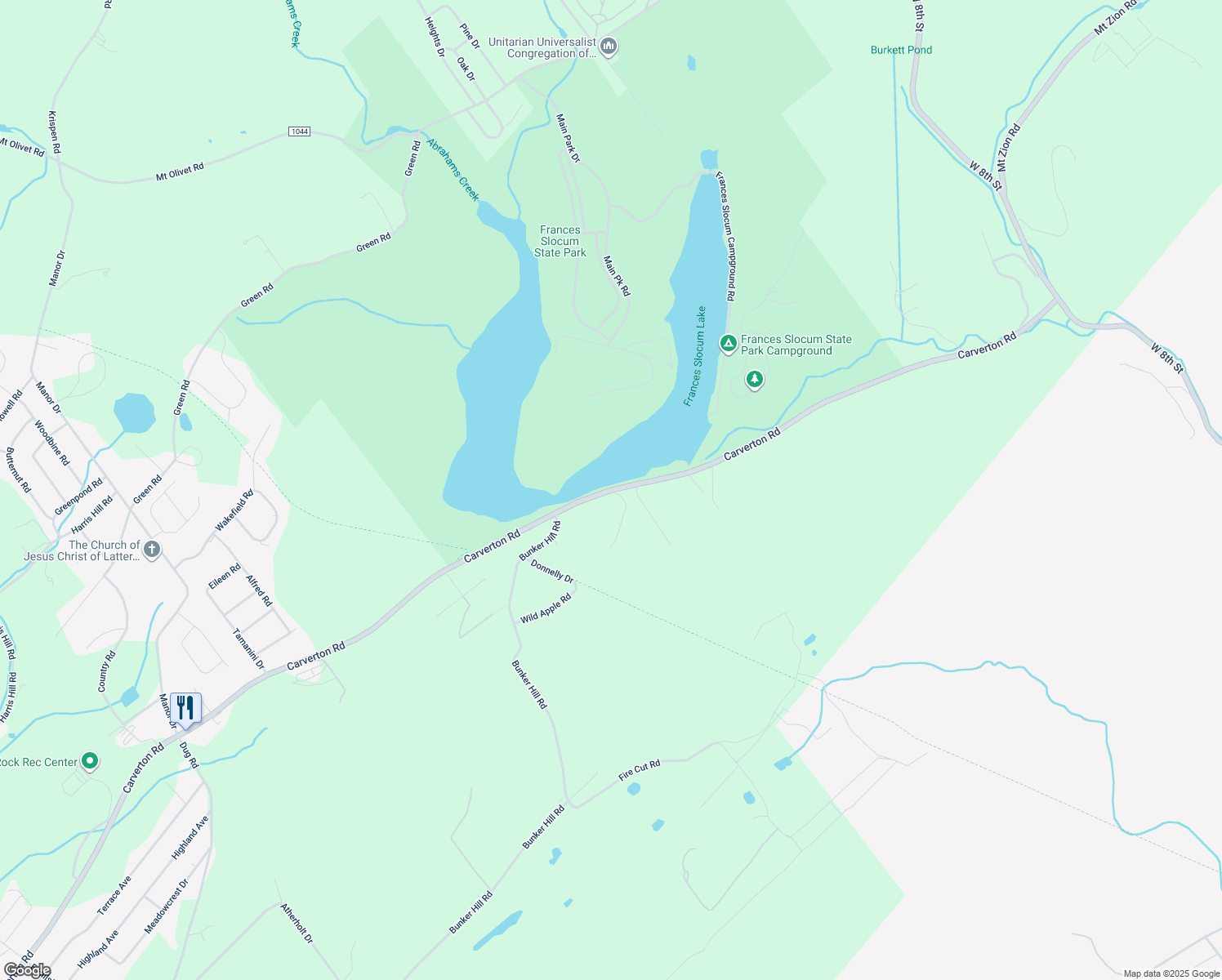 map of restaurants, bars, coffee shops, grocery stores, and more near Carverton Rd in Wyoming