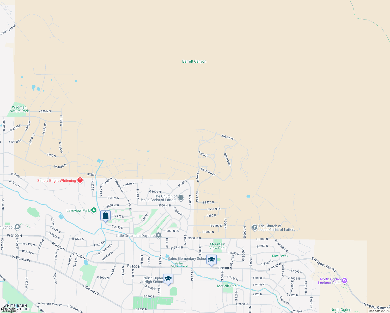 map of restaurants, bars, coffee shops, grocery stores, and more near 4049 Jackson Avenue in North Ogden