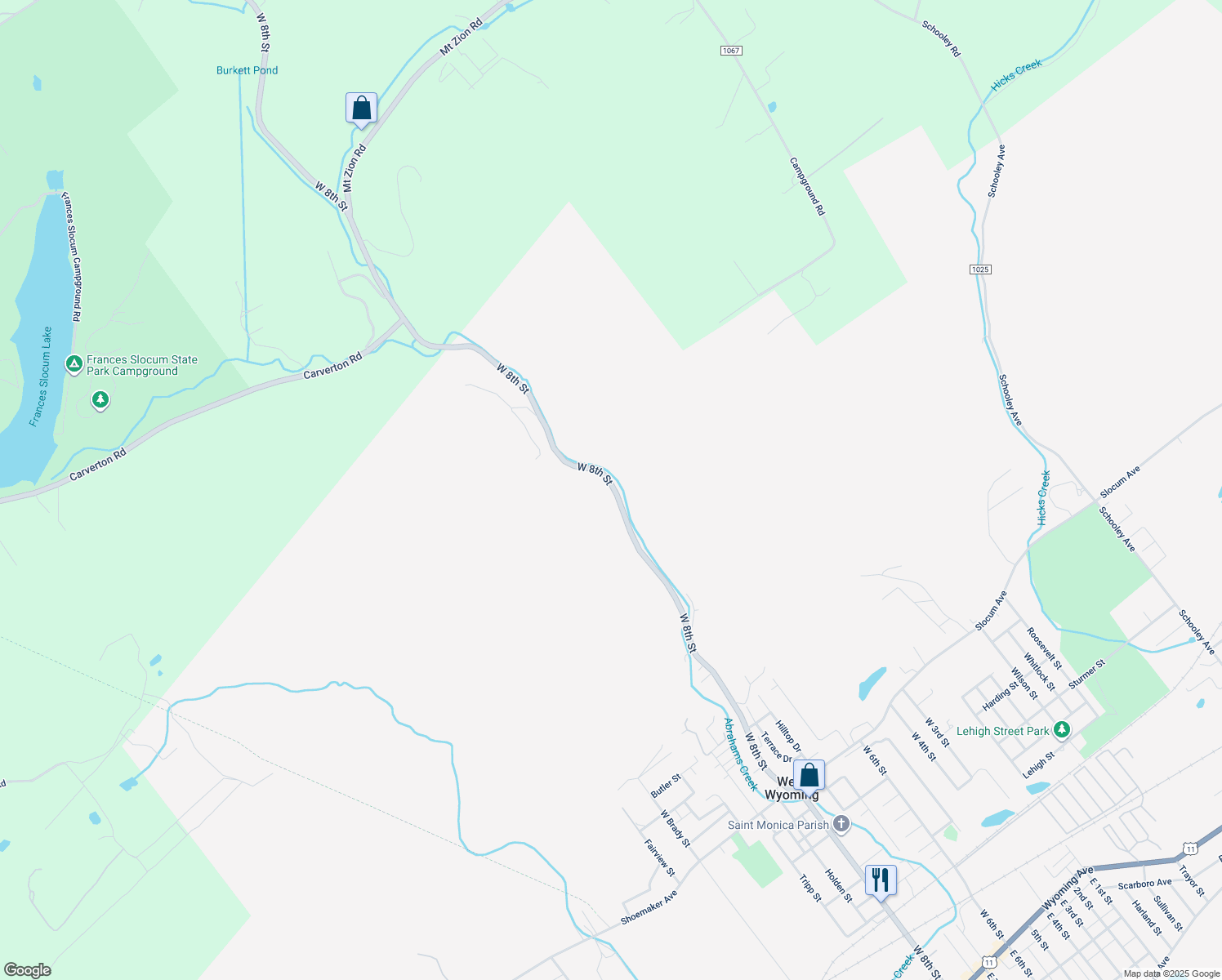 map of restaurants, bars, coffee shops, grocery stores, and more near 1008 West 8th Street in West Wyoming