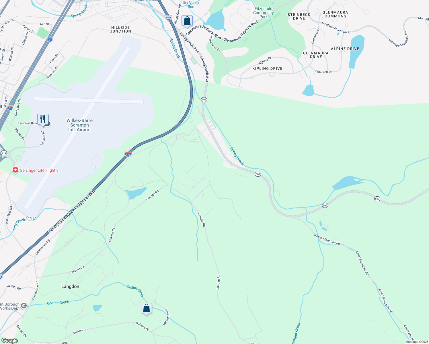 map of restaurants, bars, coffee shops, grocery stores, and more near 38 Ziegler Rd in Luzerne