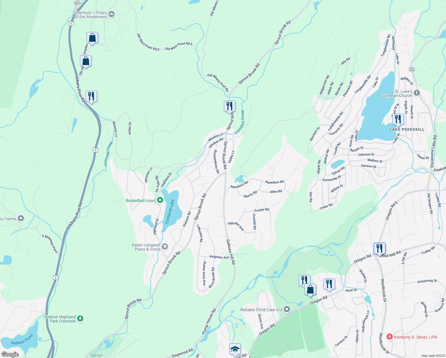 map of restaurants, bars, coffee shops, grocery stores, and more near 157 Gallows Hill Road in Philipstown