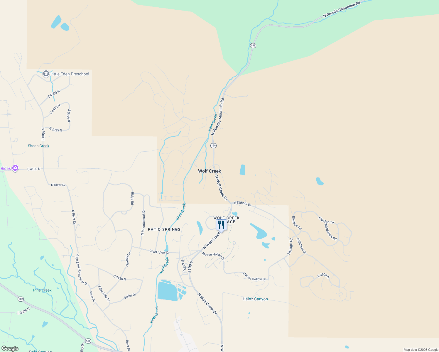 map of restaurants, bars, coffee shops, grocery stores, and more near 4117 North Wolf Ridge Circle in Eden