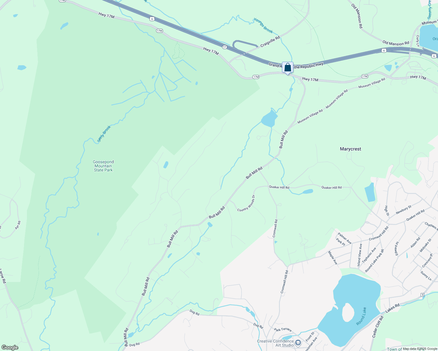 map of restaurants, bars, coffee shops, grocery stores, and more near 25 Lori Lane in Chester