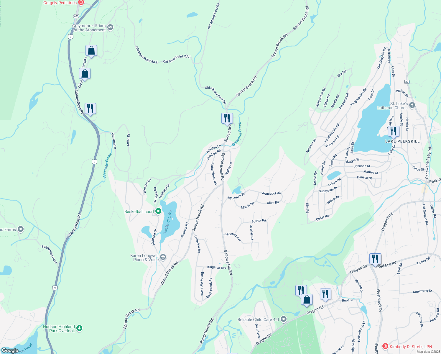 map of restaurants, bars, coffee shops, grocery stores, and more near 357 Sprout Brook Road in Philipstown
