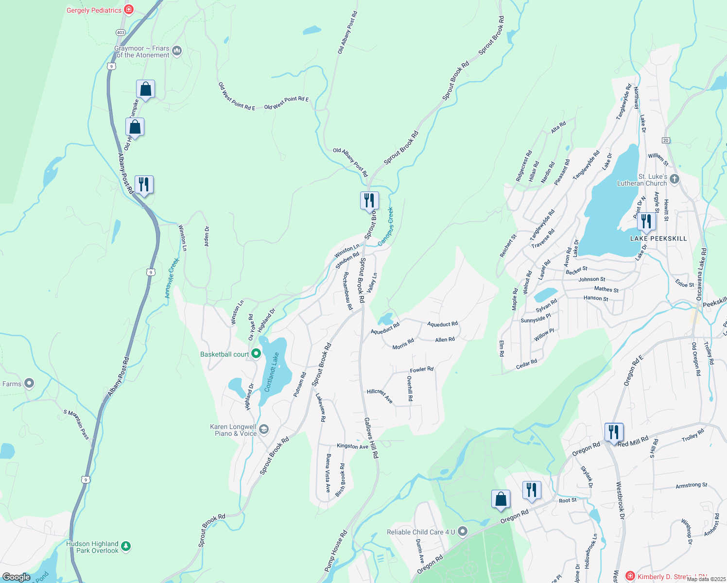 map of restaurants, bars, coffee shops, grocery stores, and more near 357 Sprout Brook Road in Philipstown