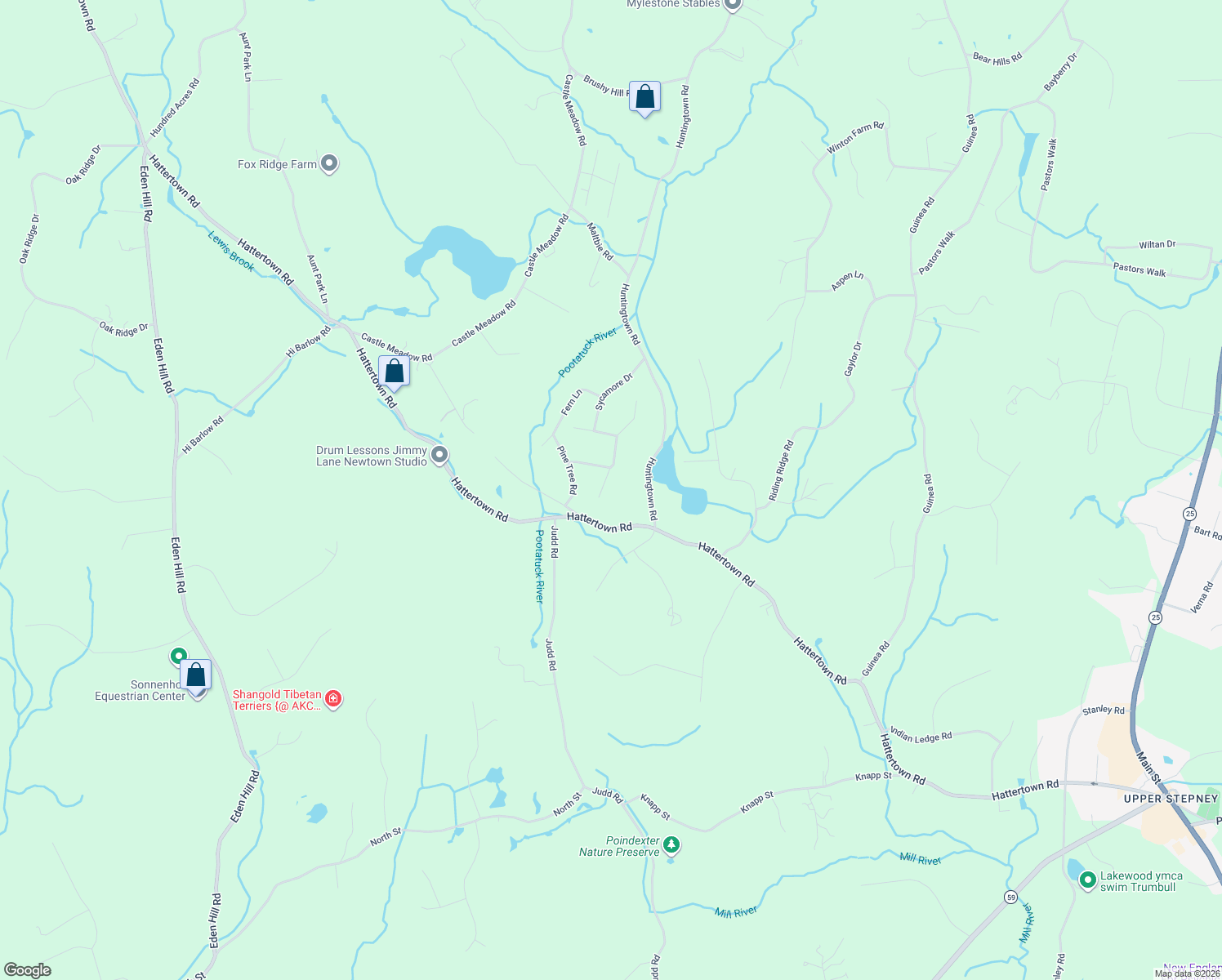 map of restaurants, bars, coffee shops, grocery stores, and more near 11 Birchwood Lane in Monroe
