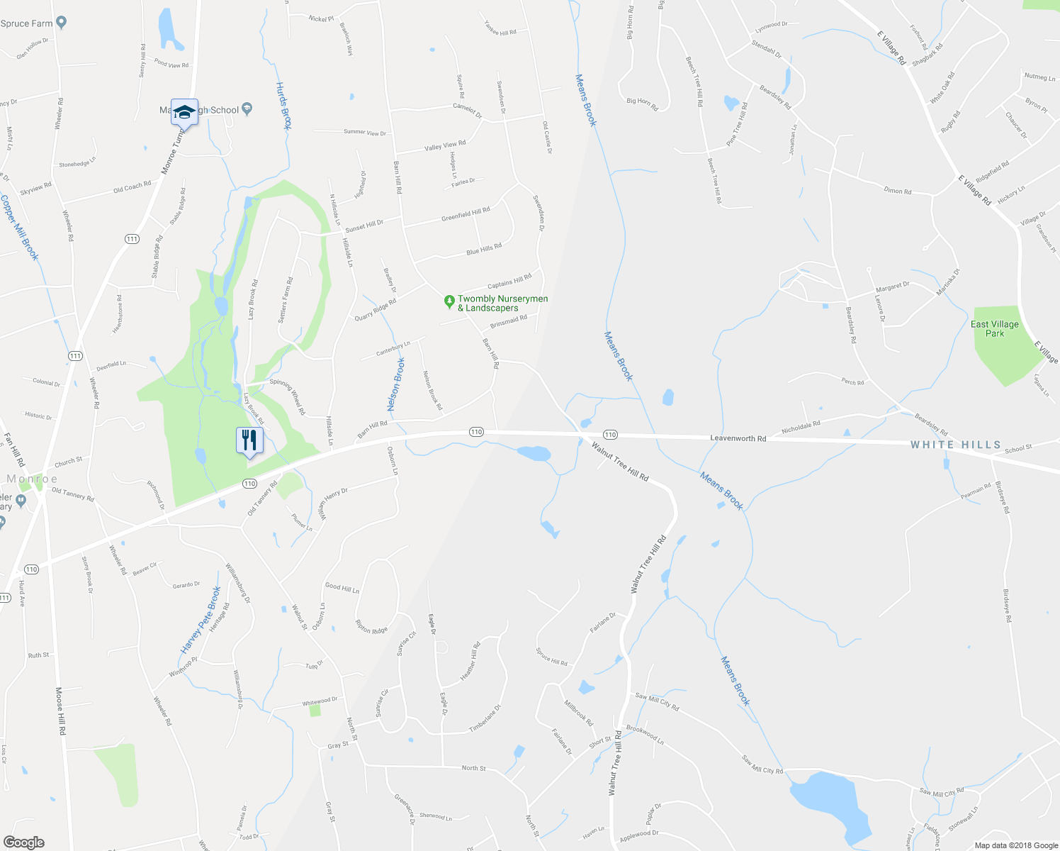 map of restaurants, bars, coffee shops, grocery stores, and more near 425 Leavenworth Road in Shelton