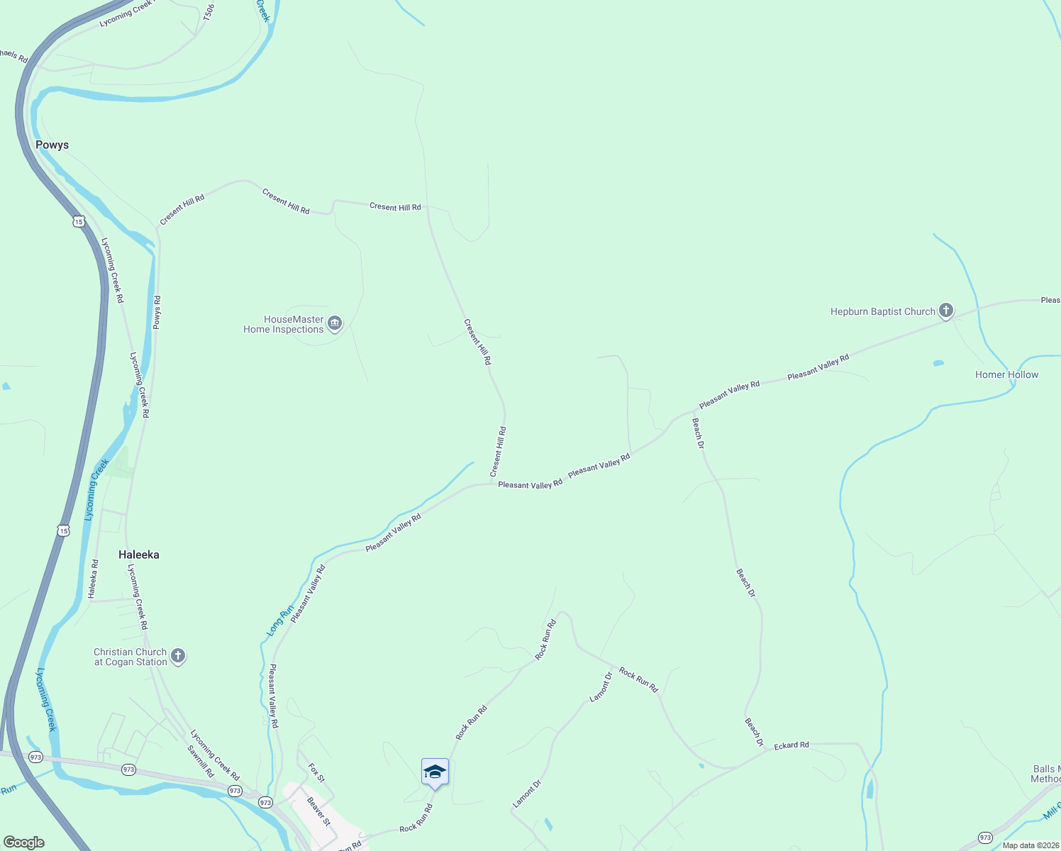 map of restaurants, bars, coffee shops, grocery stores, and more near 106 Whoopie Way in Cogan Station