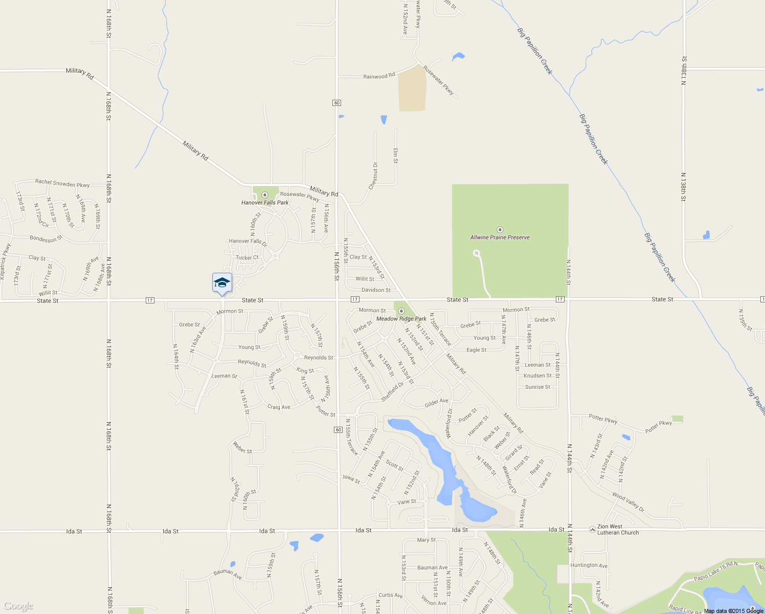 map of restaurants, bars, coffee shops, grocery stores, and more near 15350 Mormon Street in Bennington