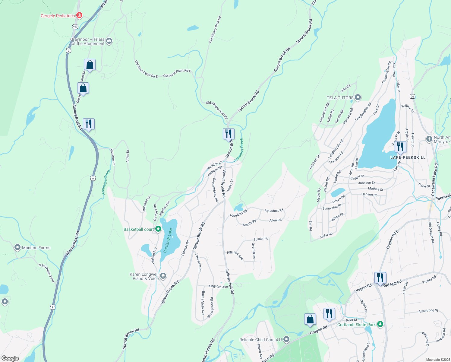 map of restaurants, bars, coffee shops, grocery stores, and more near 371 Sprout Brook Road in Philipstown