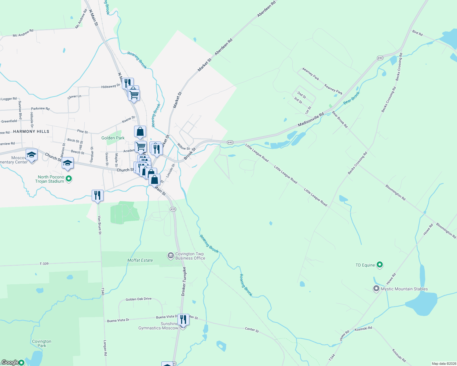 map of restaurants, bars, coffee shops, grocery stores, and more near 4370 Dawn Acres Dr in Madison Twp
