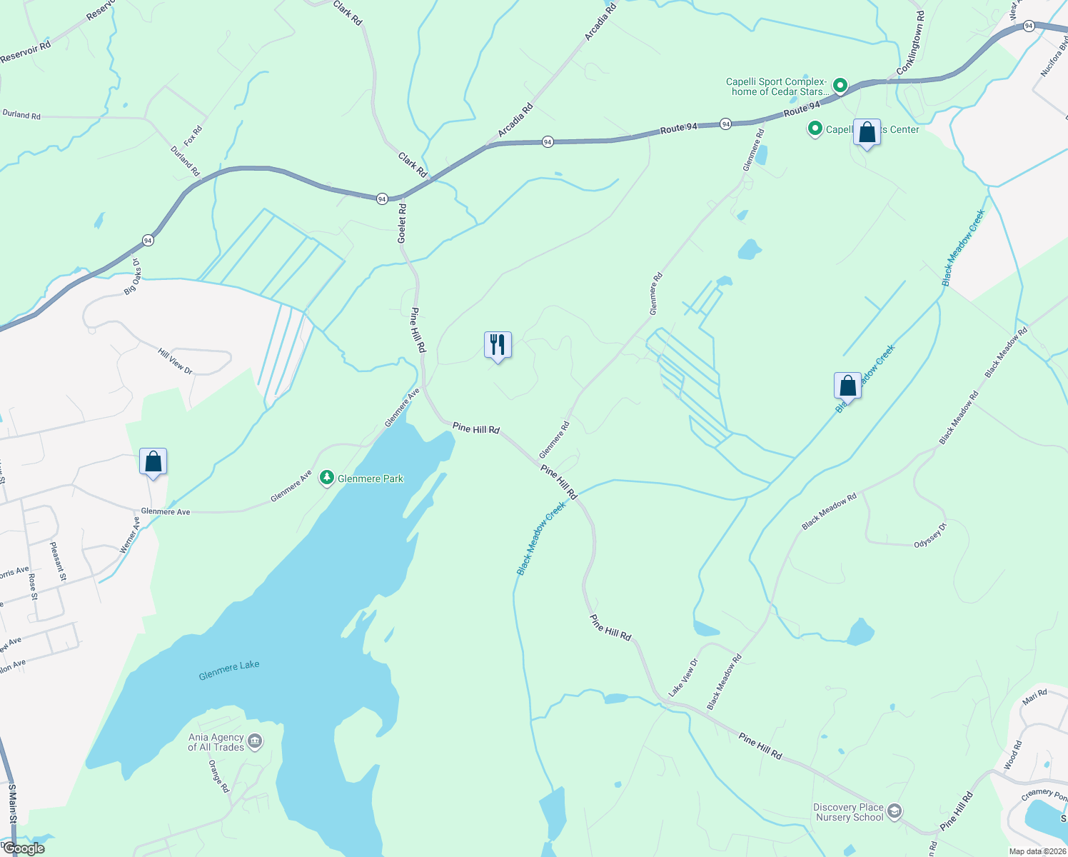 map of restaurants, bars, coffee shops, grocery stores, and more near 552 Pine Hill Road in Chester