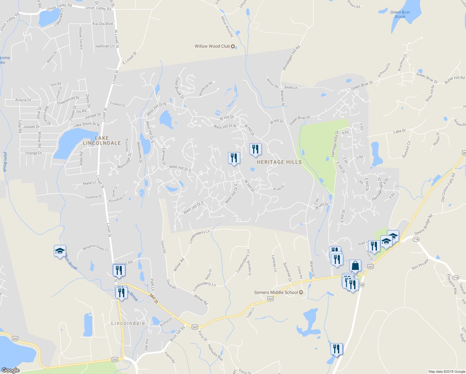 map of restaurants, bars, coffee shops, grocery stores, and more near 468 Heritage Hills in Heritage Hills