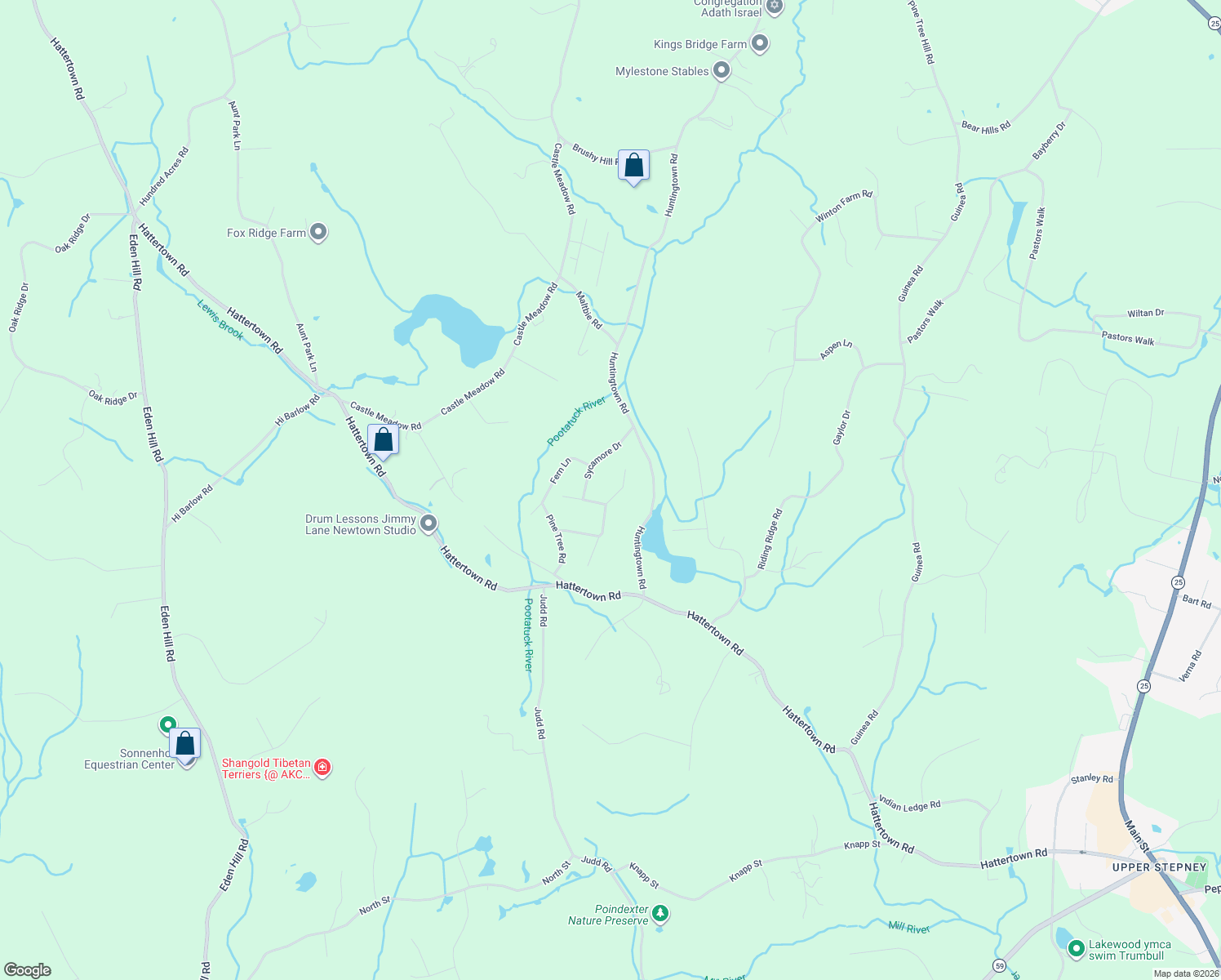 map of restaurants, bars, coffee shops, grocery stores, and more near 6 Fresh Meadow Road in Monroe