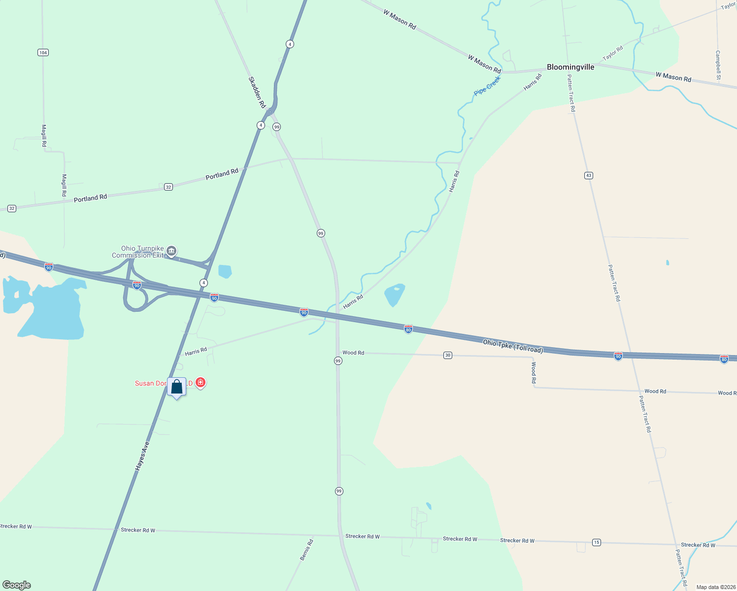 map of restaurants, bars, coffee shops, grocery stores, and more near 4208 Harris Rd in Sandusky