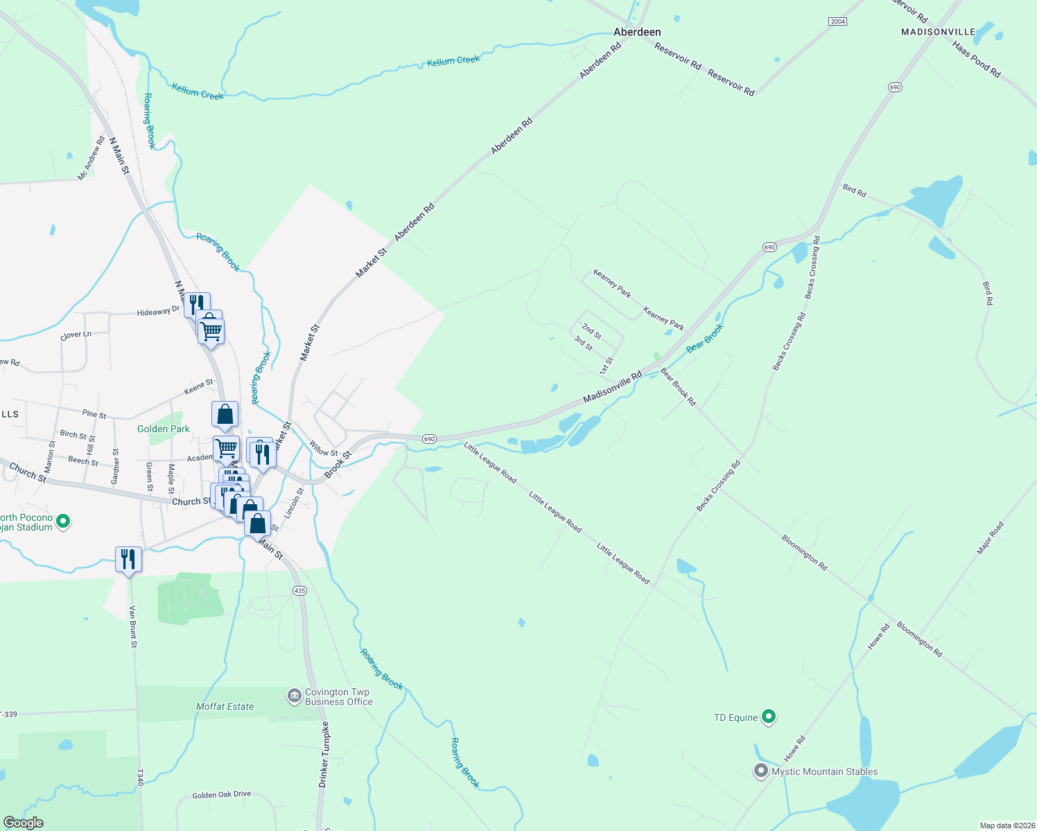 map of restaurants, bars, coffee shops, grocery stores, and more near 431 Madisonville Rd in Lackawanna