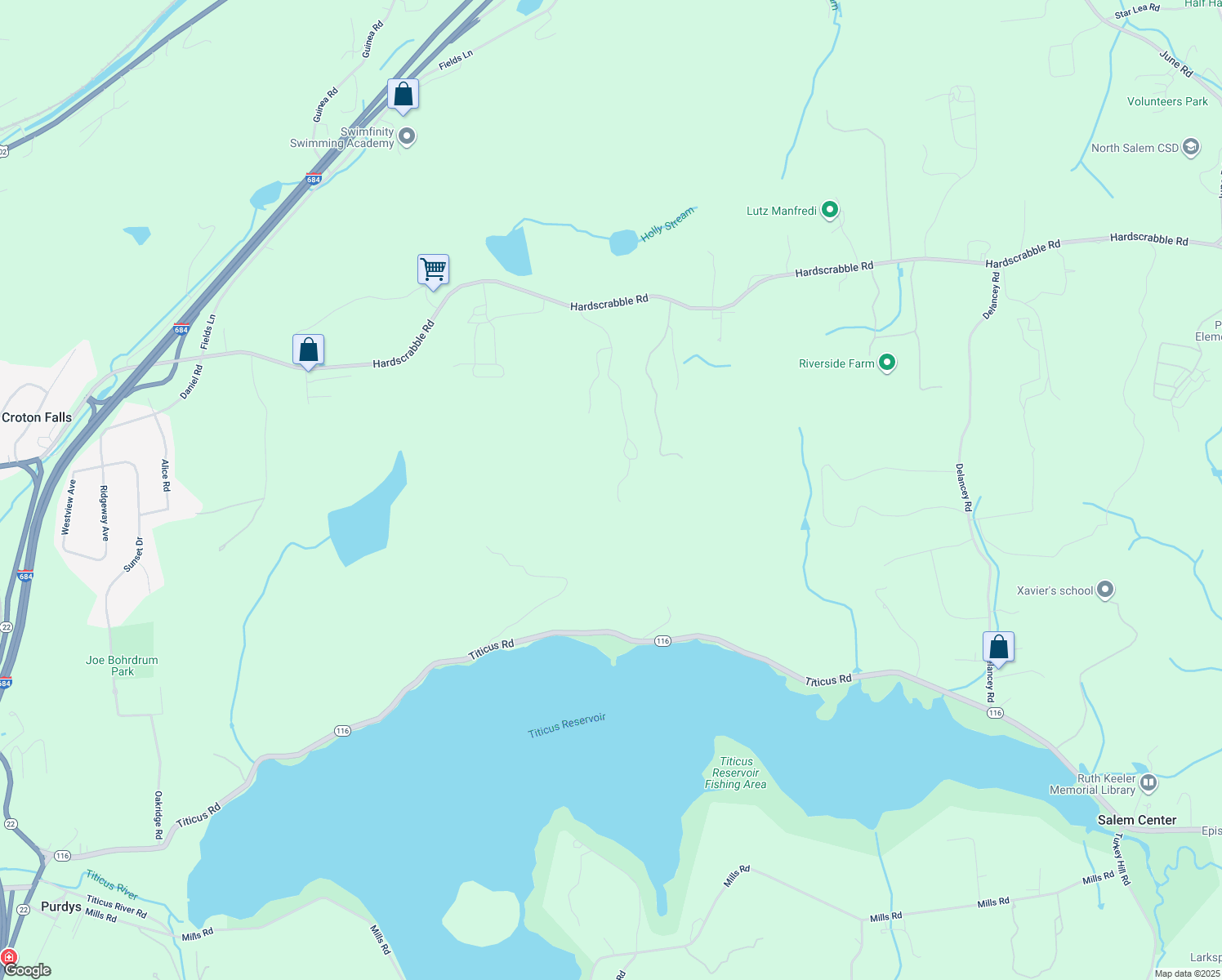 map of restaurants, bars, coffee shops, grocery stores, and more near 9 Apple Mill Road in North Salem