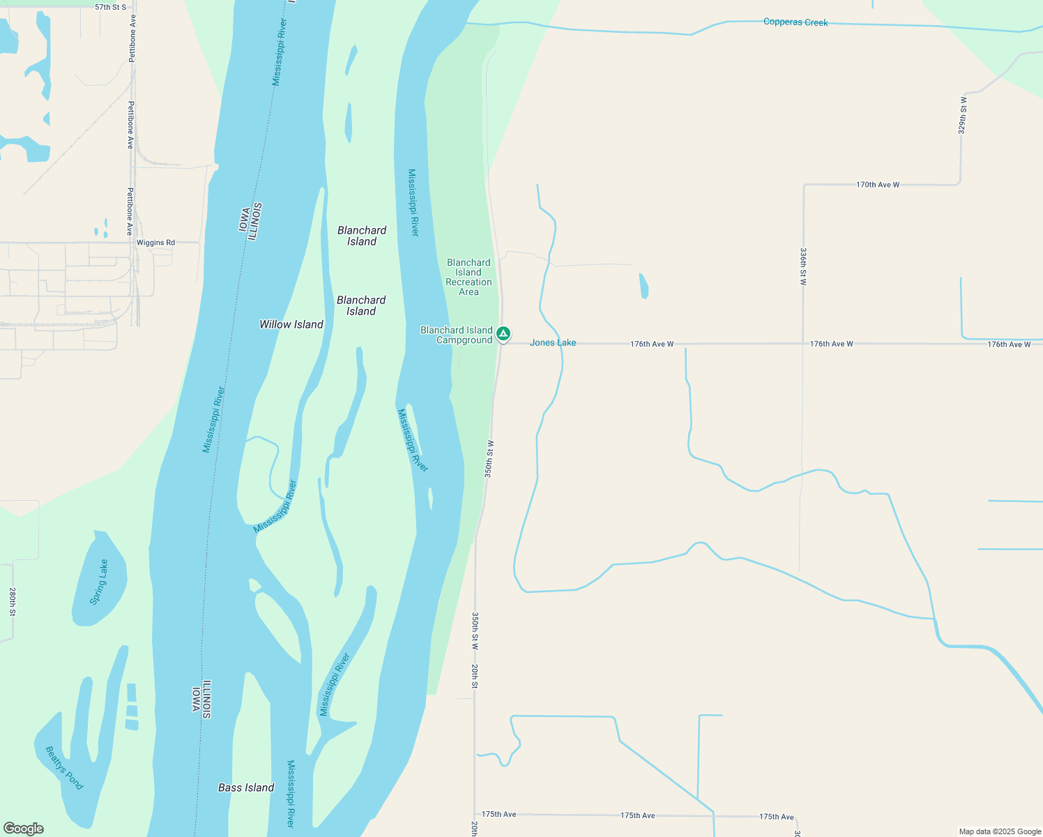 map of restaurants, bars, coffee shops, grocery stores, and more near 18010 350th Street West in Illinois City