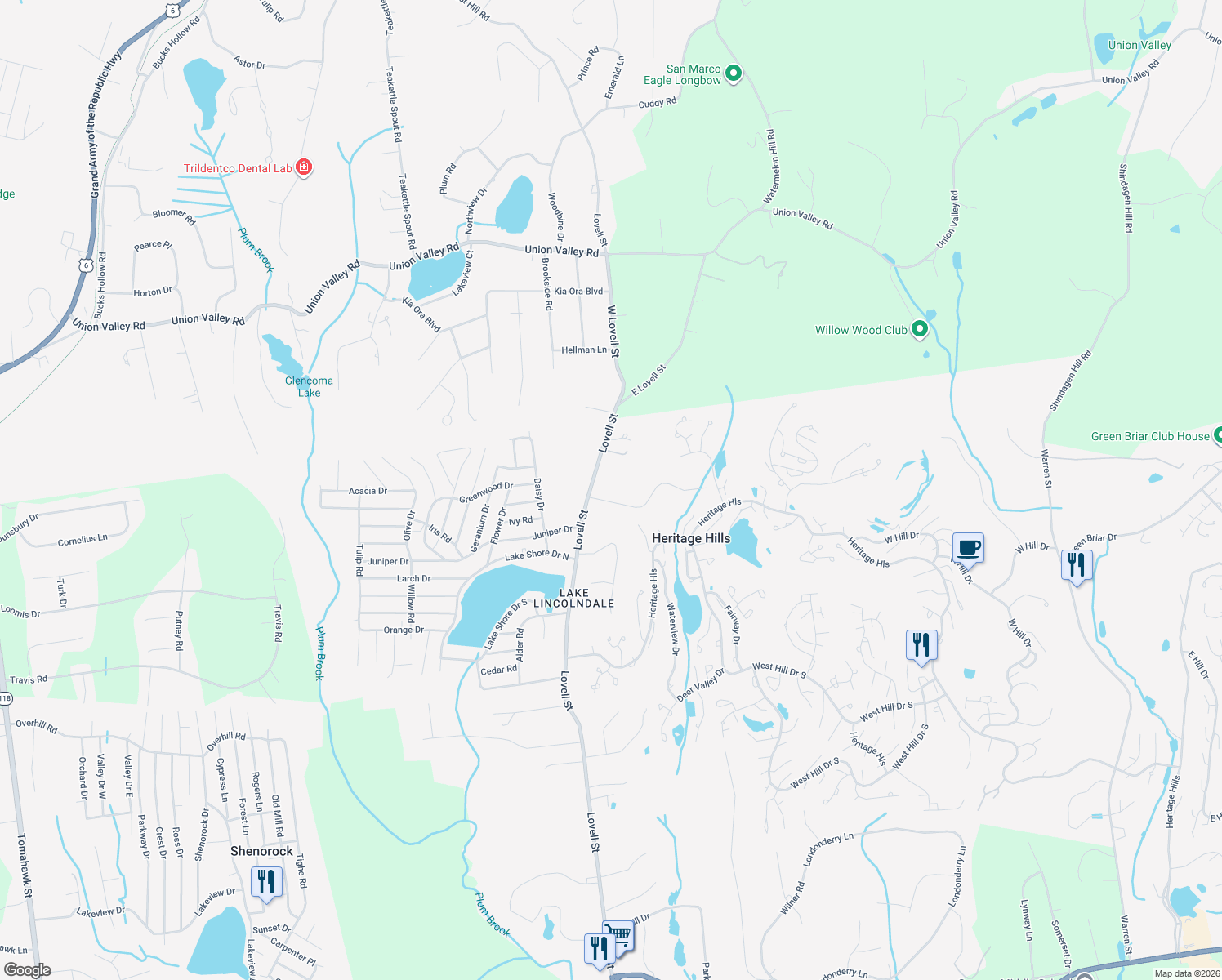 map of restaurants, bars, coffee shops, grocery stores, and more near 1 Franklin Drive in Mahopac