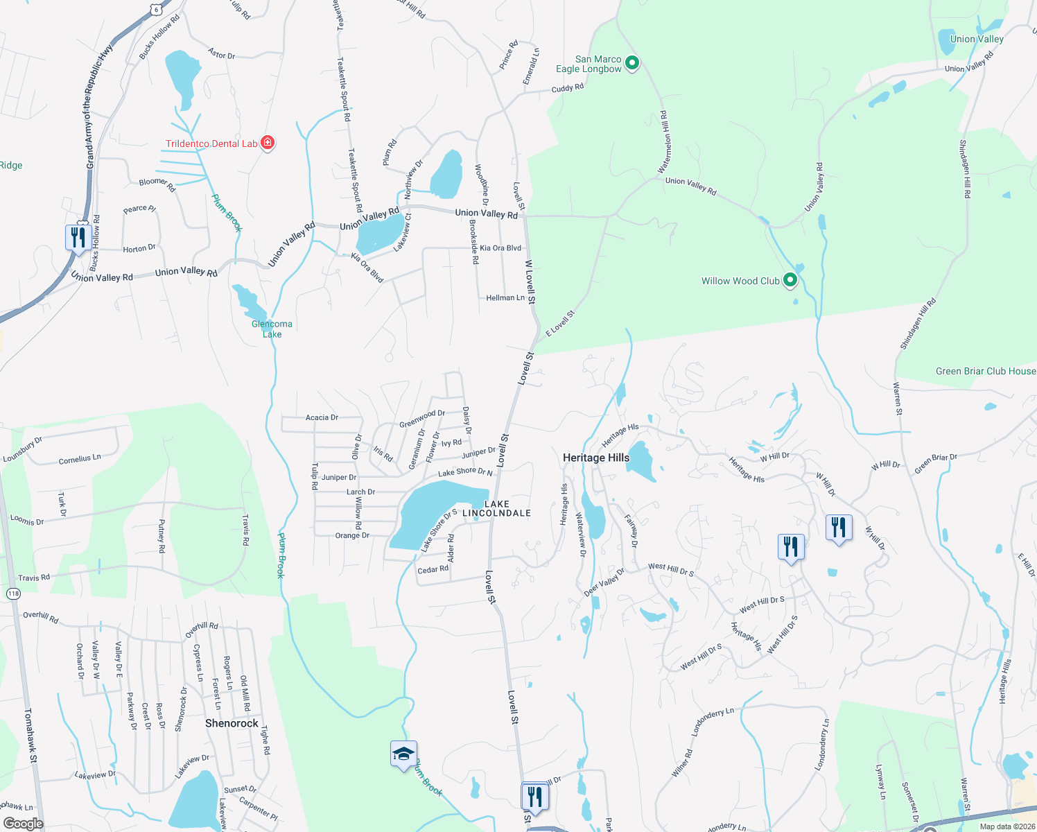 map of restaurants, bars, coffee shops, grocery stores, and more near 1 Franklin Drive in Mahopac