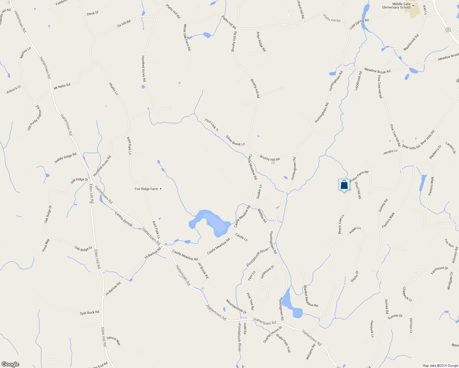 map of restaurants, bars, coffee shops, grocery stores, and more near Maltbie Road in Newtown