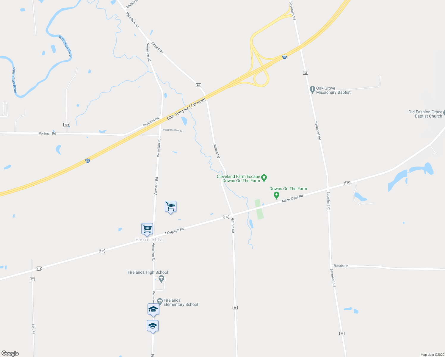 map of restaurants, bars, coffee shops, grocery stores, and more near 9839 Gifford Road in Amherst