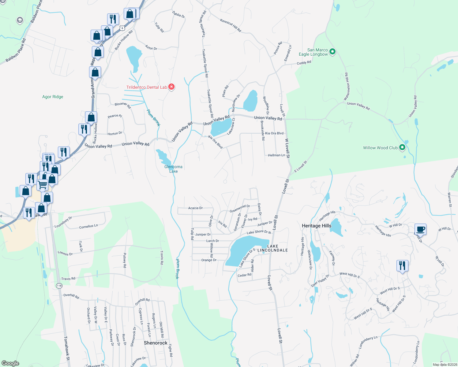 map of restaurants, bars, coffee shops, grocery stores, and more near 22 Summit Circle Drive in Mahopac
