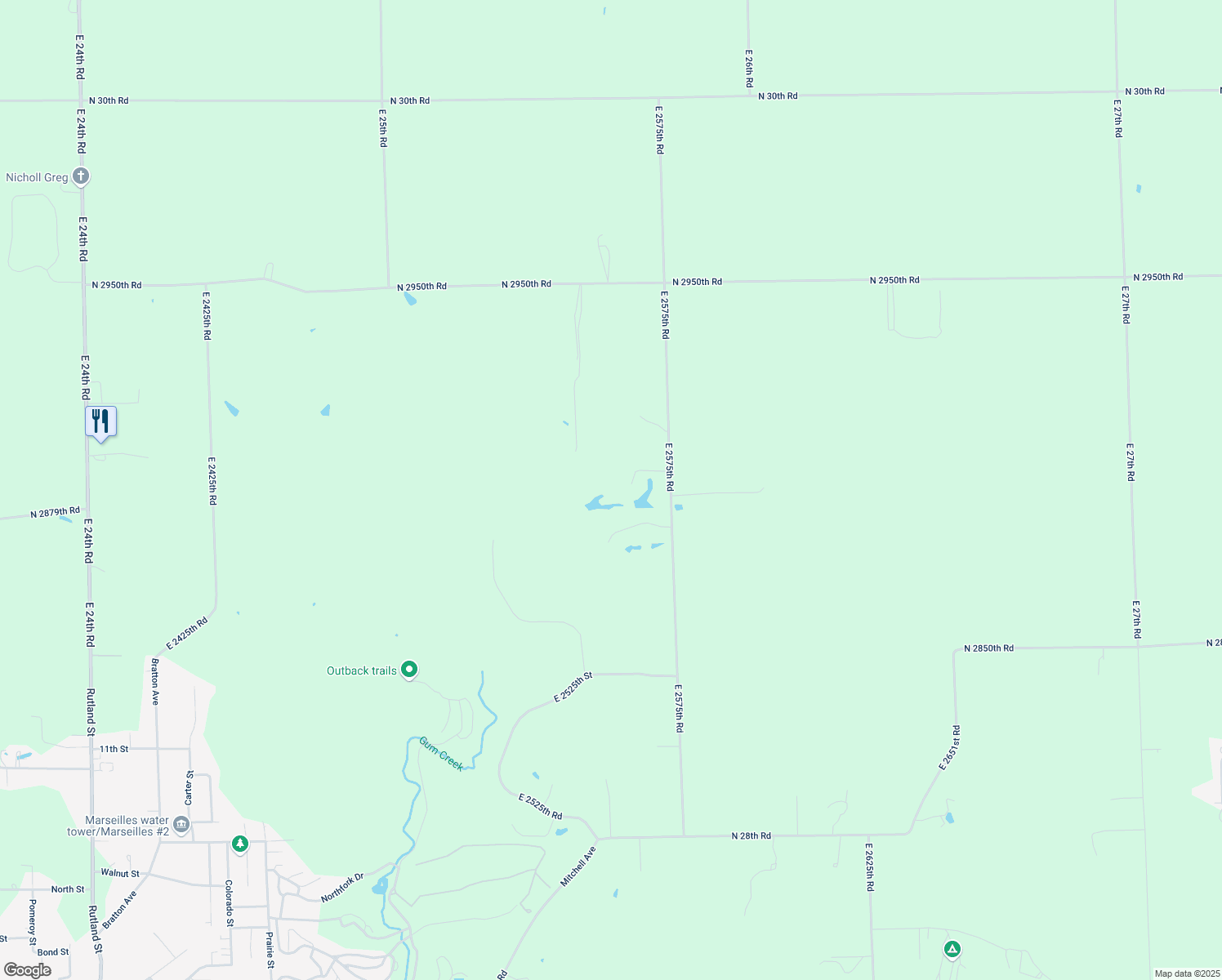 map of restaurants, bars, coffee shops, grocery stores, and more near 2531 Circle Road in Marseilles