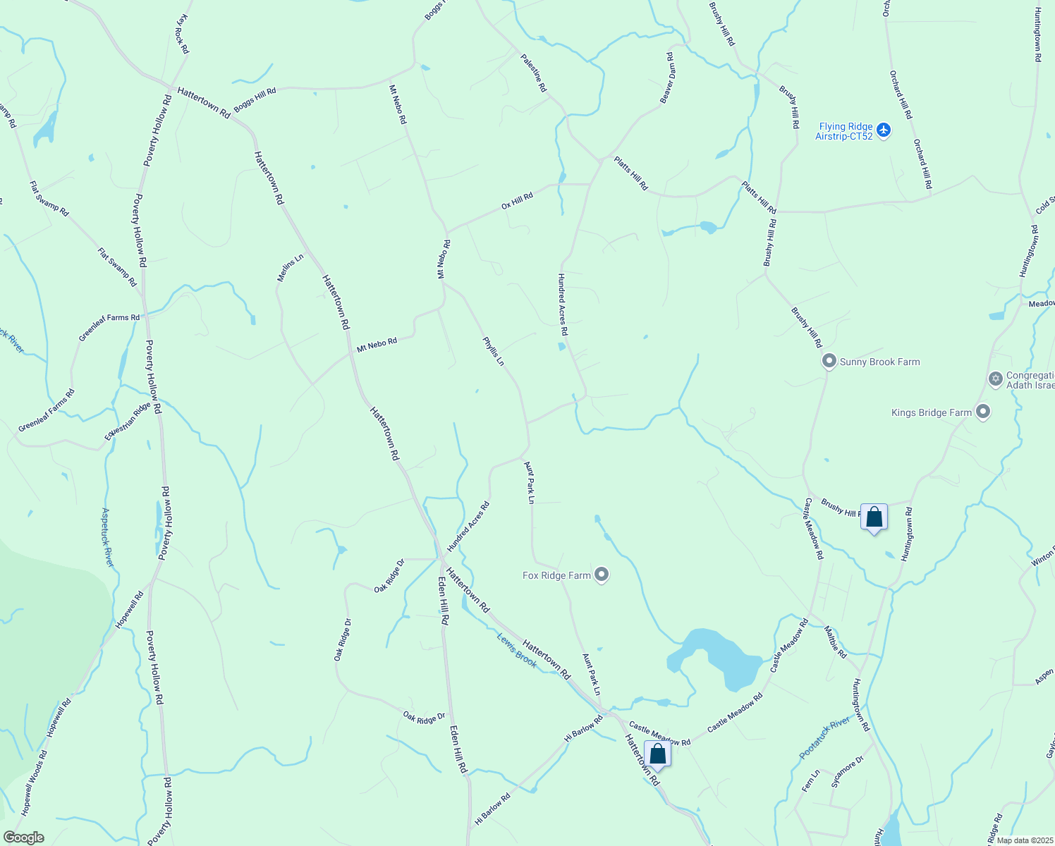 map of restaurants, bars, coffee shops, grocery stores, and more near 40 Hundred Acres Road in Newtown