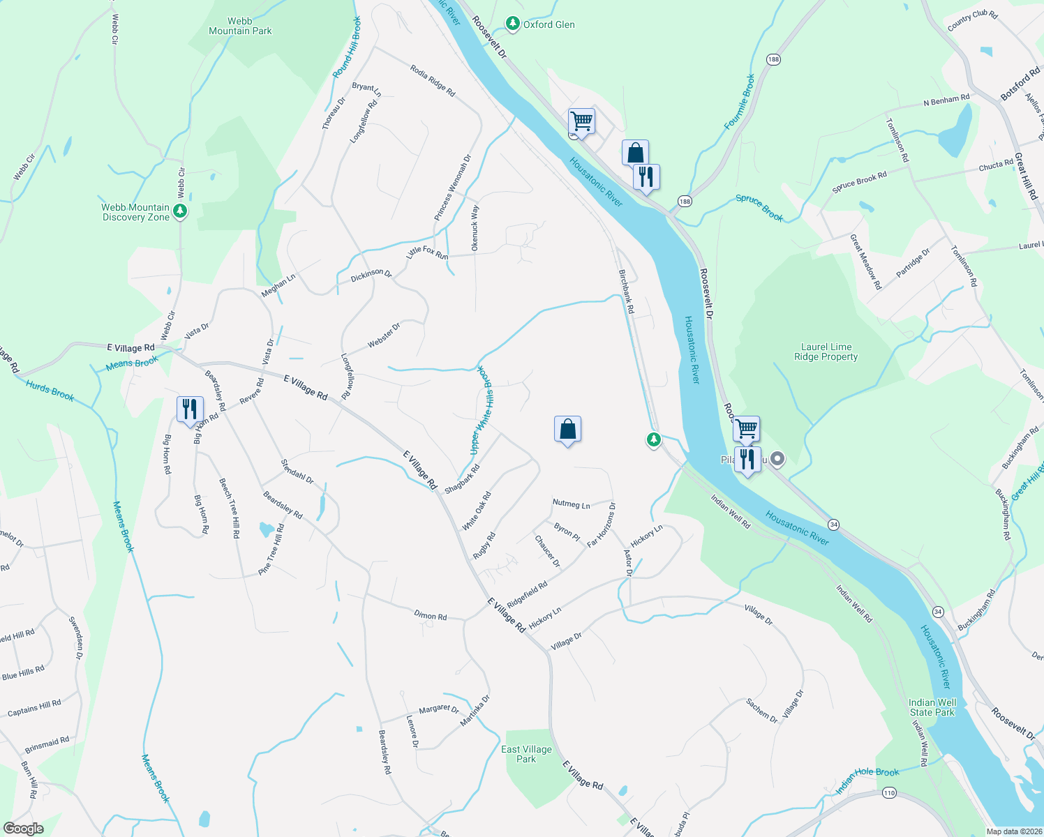 map of restaurants, bars, coffee shops, grocery stores, and more near 39 Golden Hill Lane in Shelton