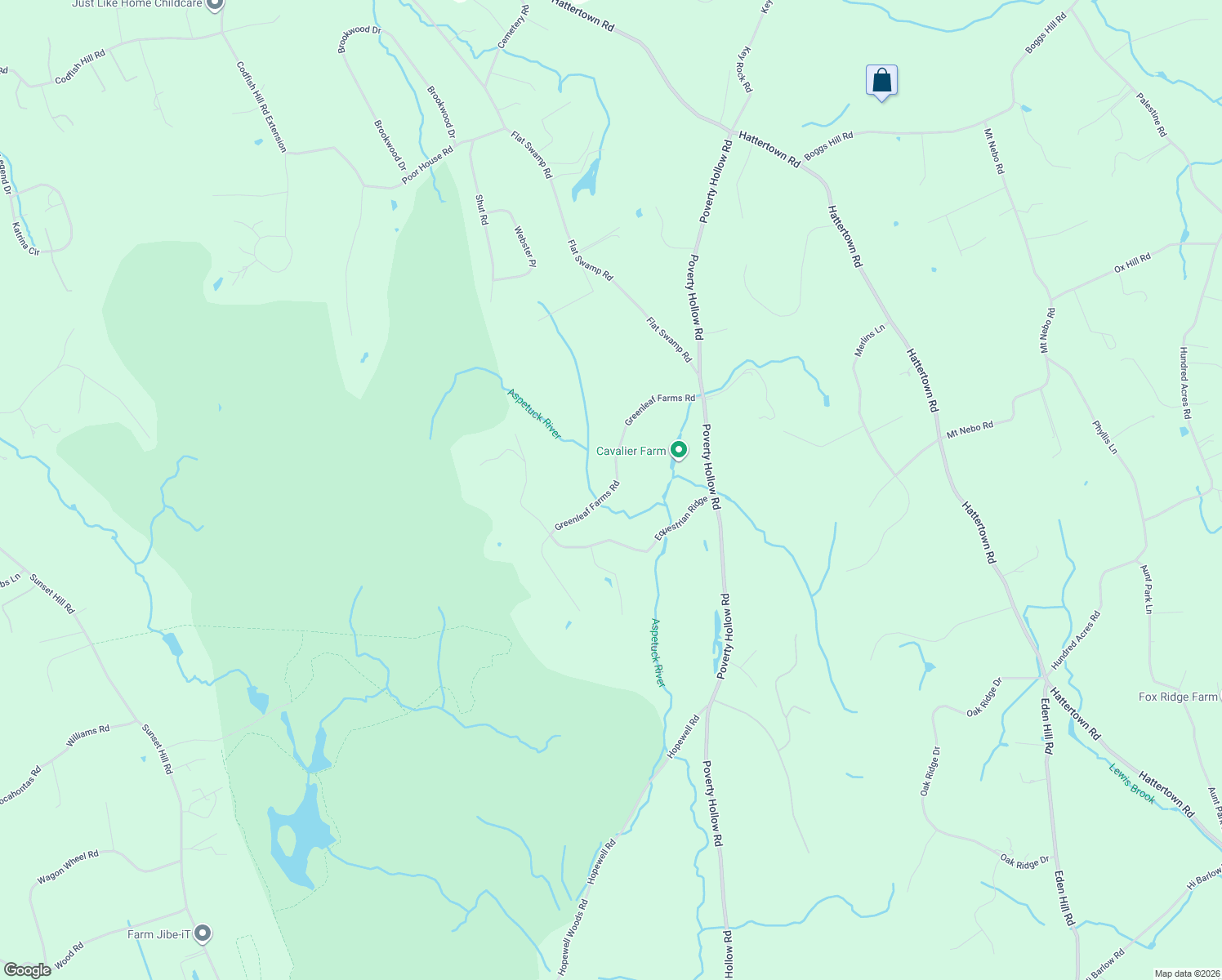 map of restaurants, bars, coffee shops, grocery stores, and more near Greenleaf Farms Road in Newtown