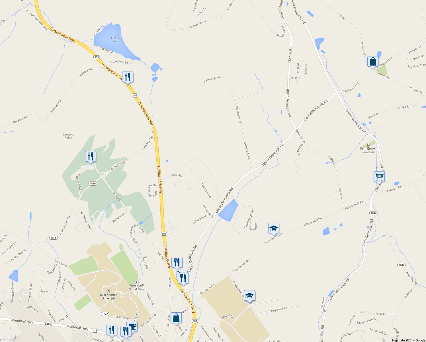 map of restaurants, bars, coffee shops, grocery stores, and more near 37 Mapleseed Drive in Dallas