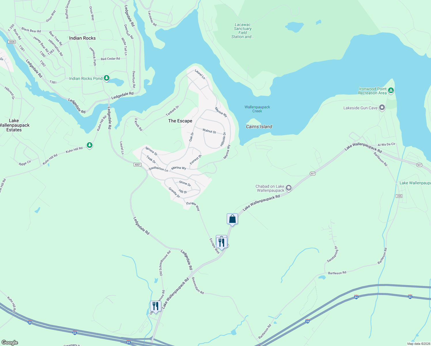 map of restaurants, bars, coffee shops, grocery stores, and more near 136 Granite Dr in Greentown
