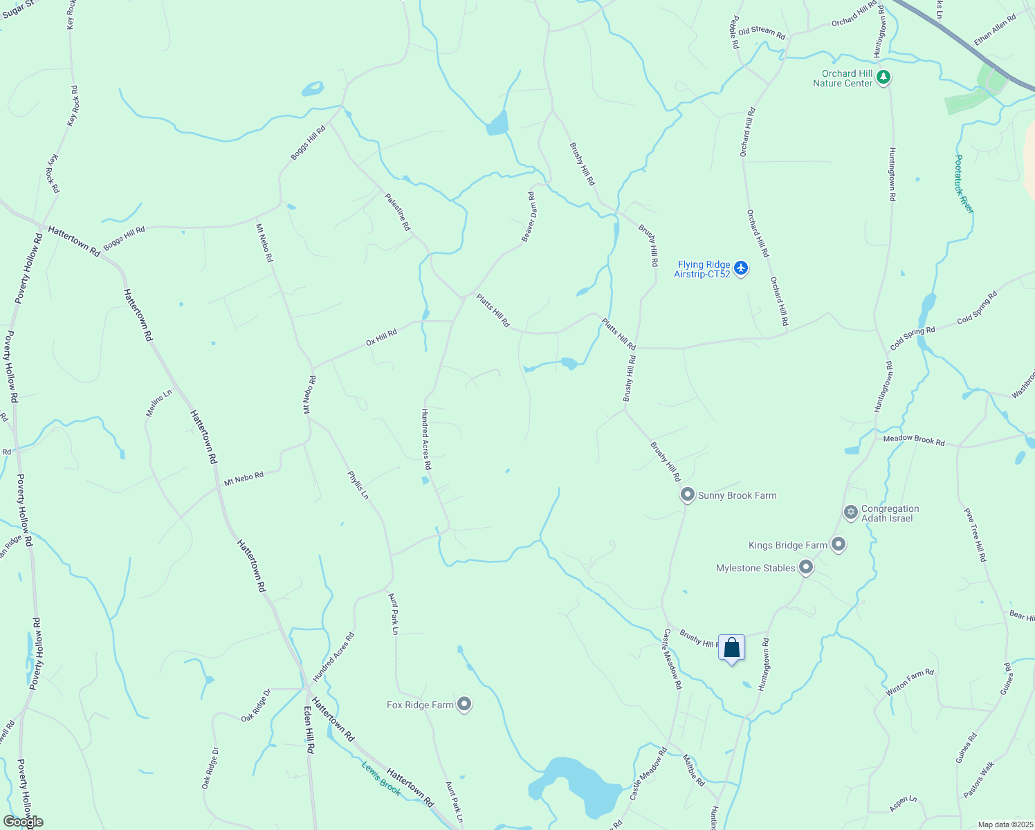 map of restaurants, bars, coffee shops, grocery stores, and more near 12 White Oak Farm Road in Newtown