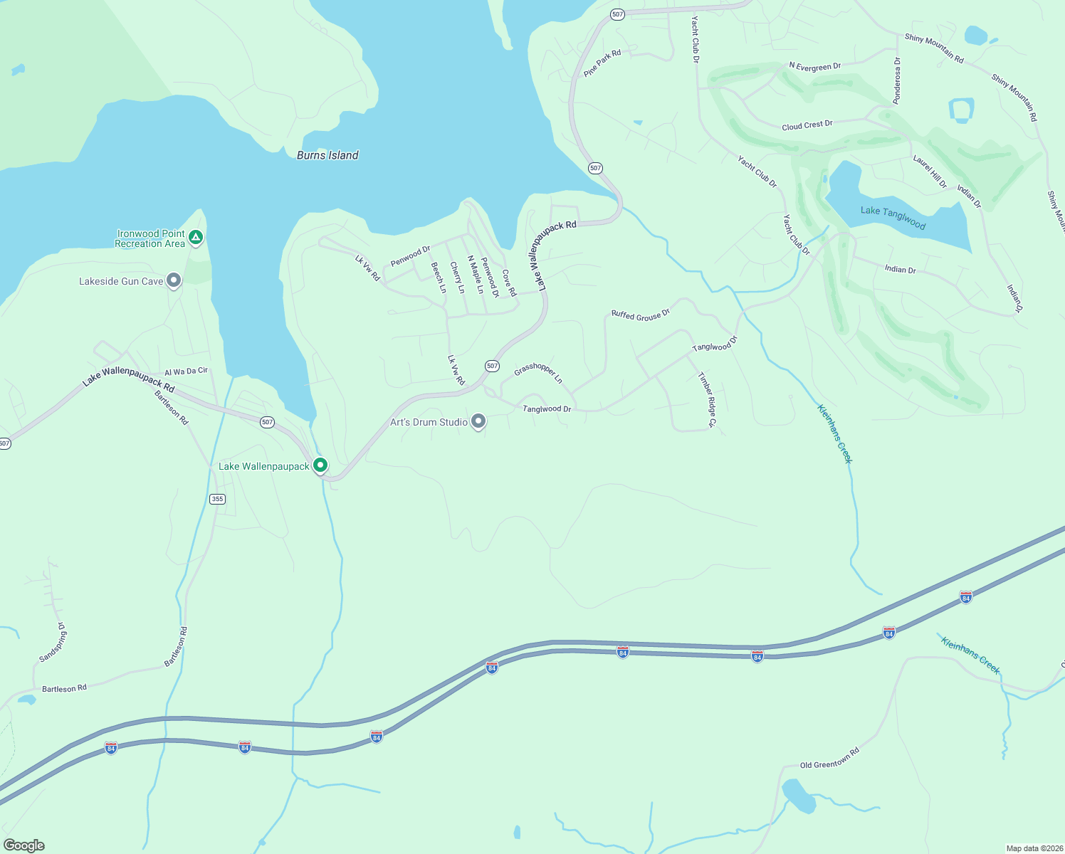 map of restaurants, bars, coffee shops, grocery stores, and more near Cedar Ln in Greentown