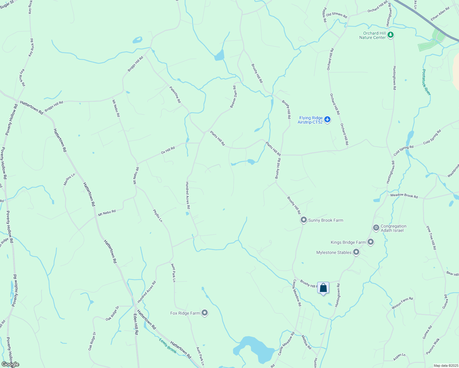 map of restaurants, bars, coffee shops, grocery stores, and more near 12 White Oak Farm Road in Newtown