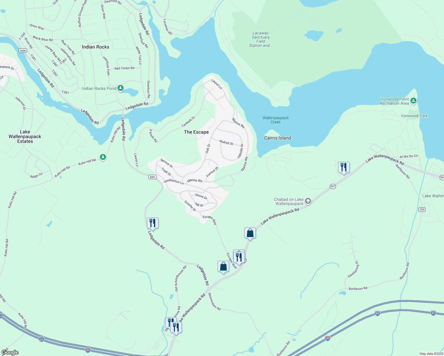 map of restaurants, bars, coffee shops, grocery stores, and more near 347 Laurel Lane in Greentown