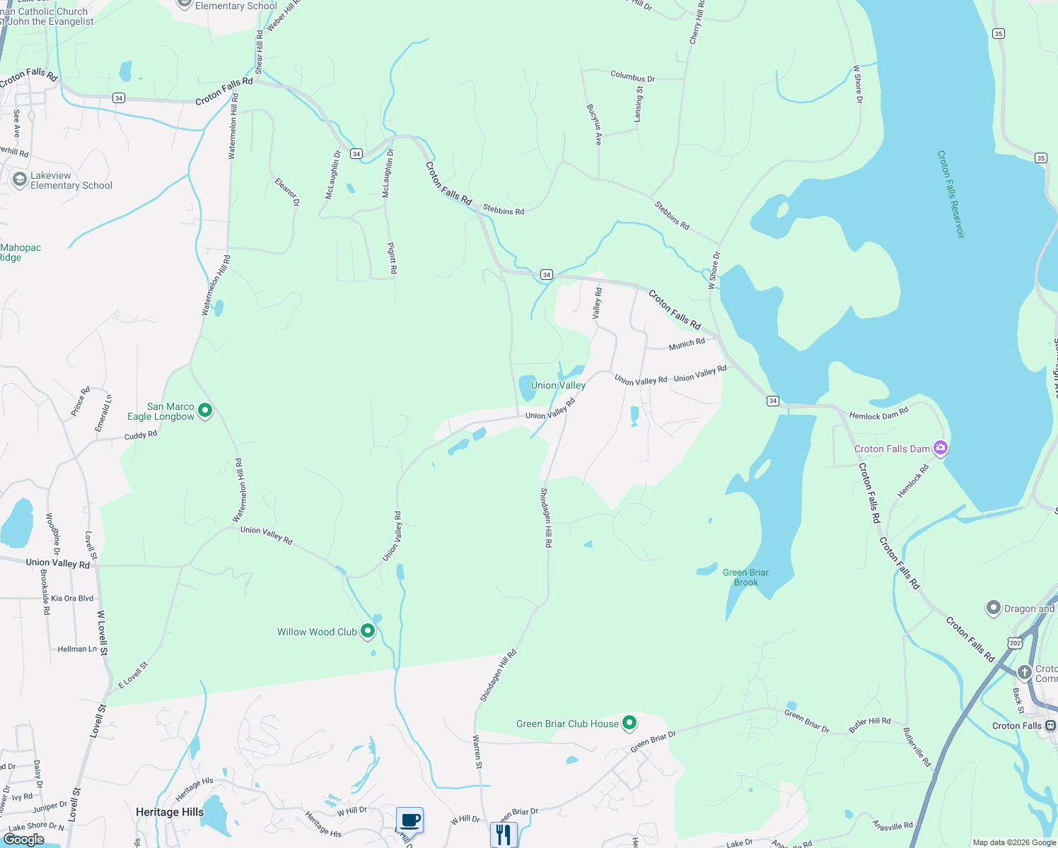 map of restaurants, bars, coffee shops, grocery stores, and more near 752 Union Valley Road in Mahopac