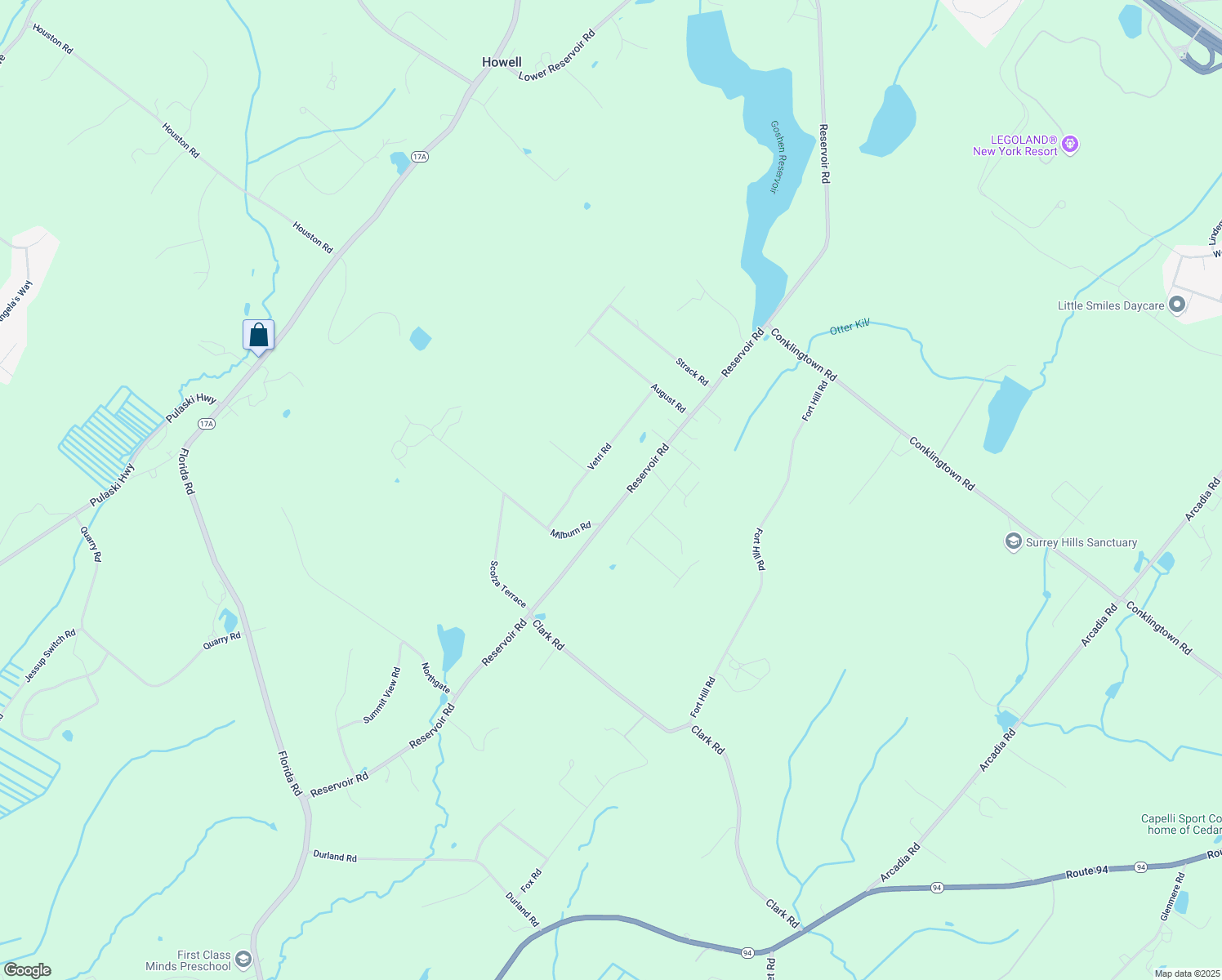 map of restaurants, bars, coffee shops, grocery stores, and more near 256 Reservoir Road in Goshen