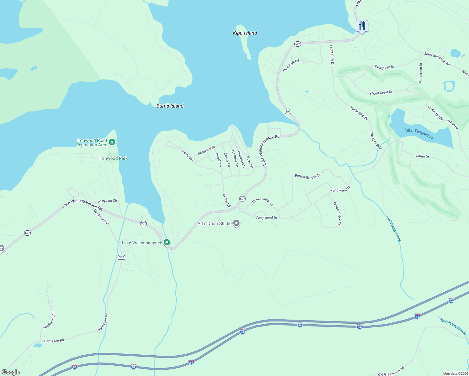 map of restaurants, bars, coffee shops, grocery stores, and more near 399 Colonial Lane in Greentown