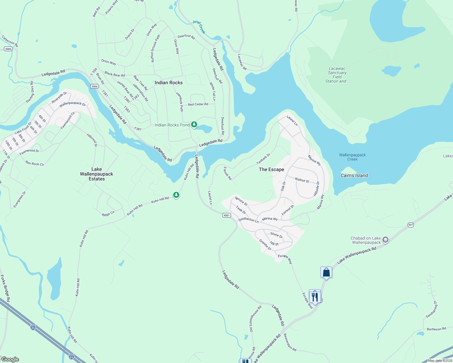 map of restaurants, bars, coffee shops, grocery stores, and more near 104 South Knob Road in Greentown