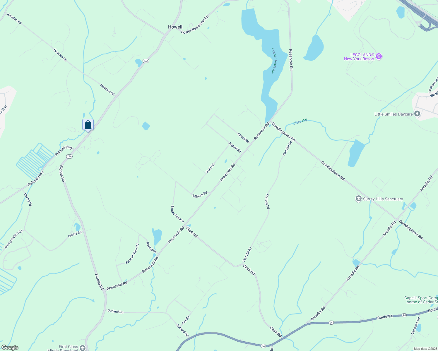 map of restaurants, bars, coffee shops, grocery stores, and more near 256 Reservoir Road in Goshen