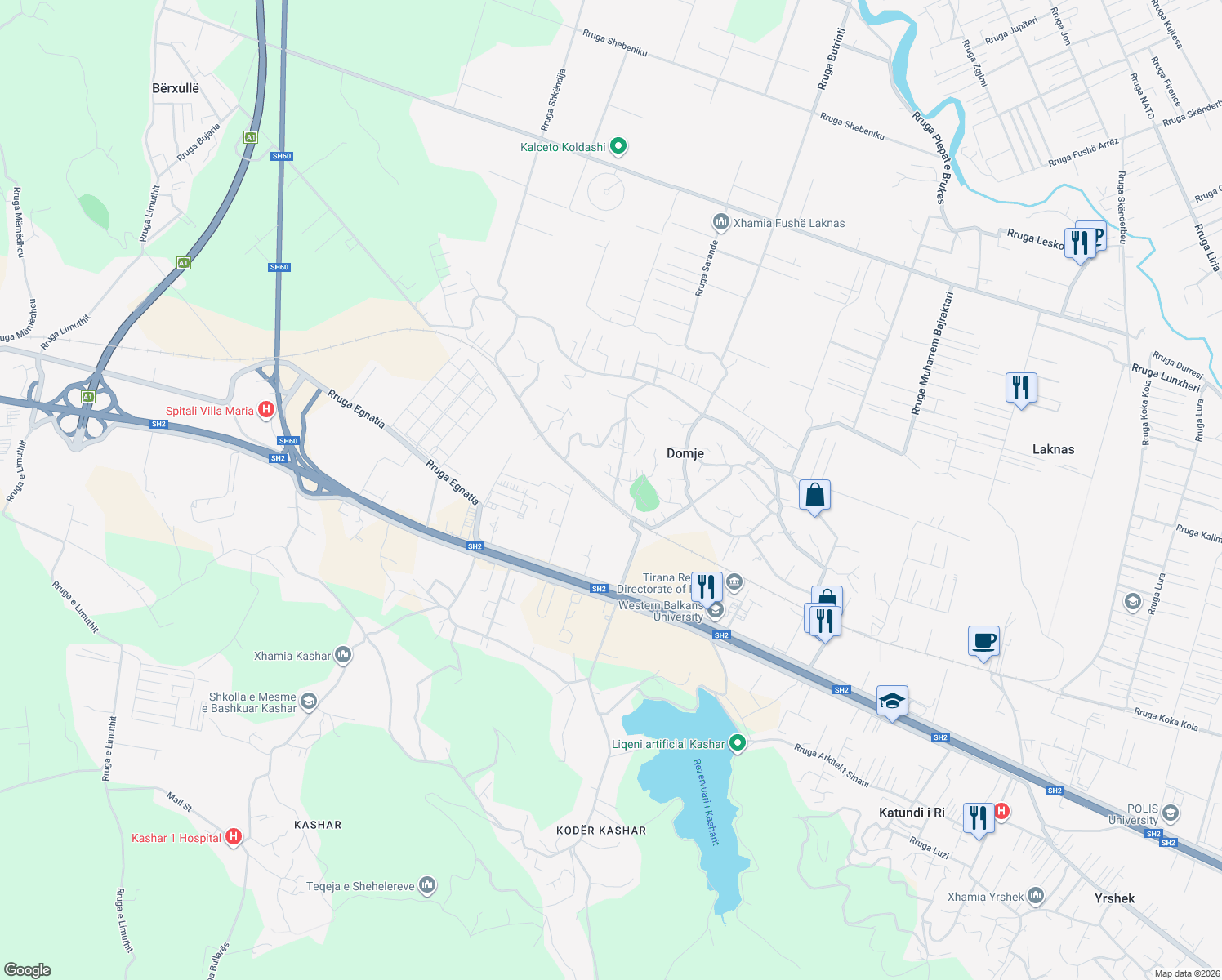 map of restaurants, bars, coffee shops, grocery stores, and more near Unnamed Road in Domje