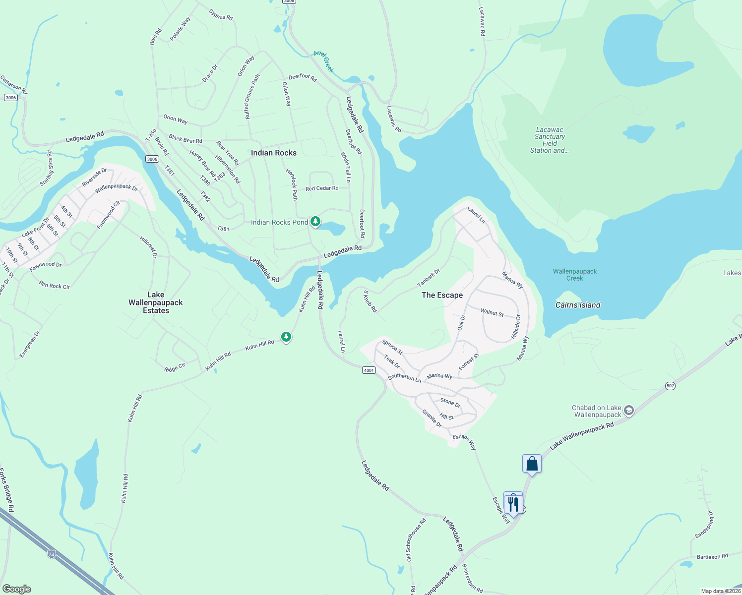 map of restaurants, bars, coffee shops, grocery stores, and more near 104 South Knob Road in Greentown