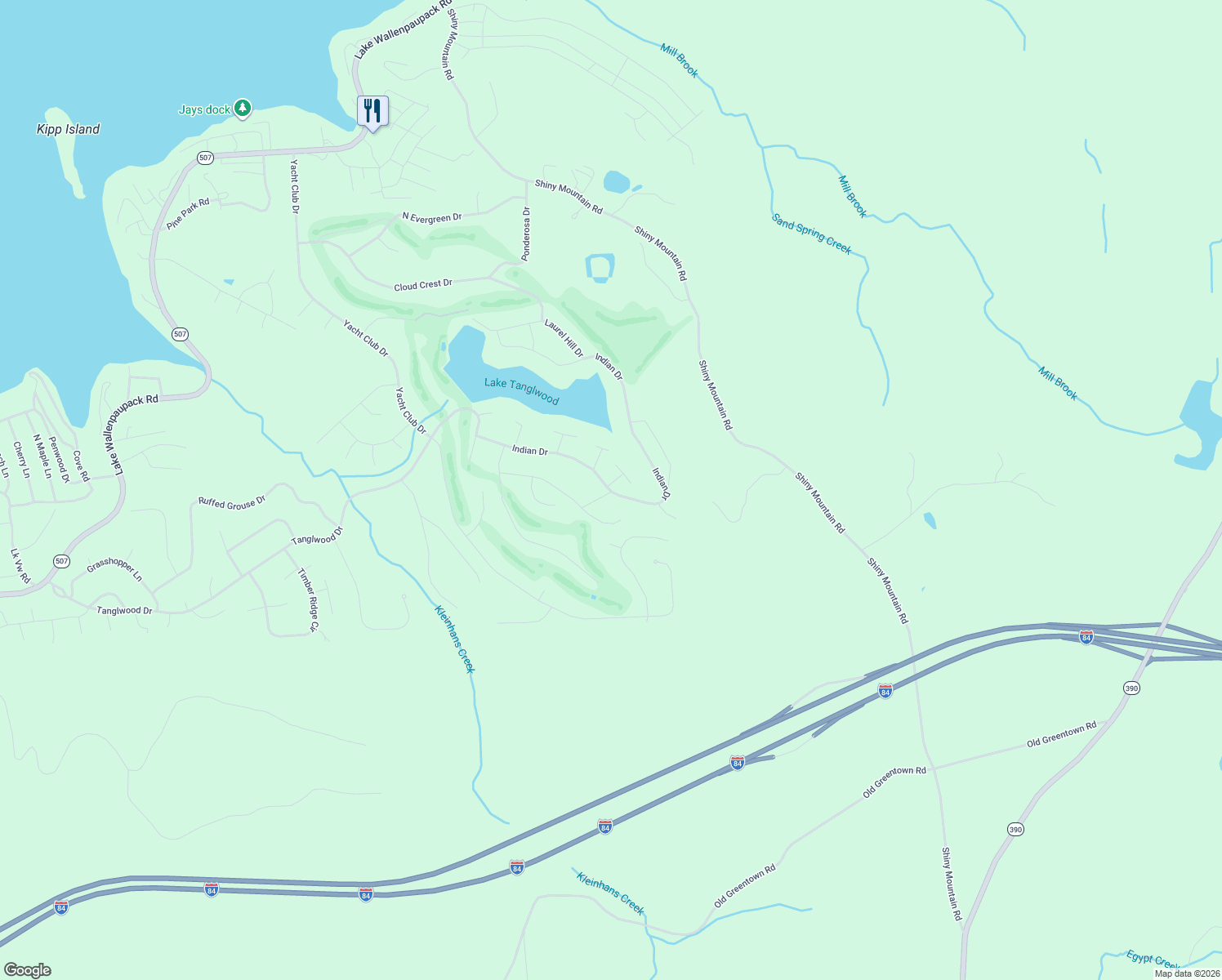 map of restaurants, bars, coffee shops, grocery stores, and more near 84-98 Fawn Run Road in Greentown