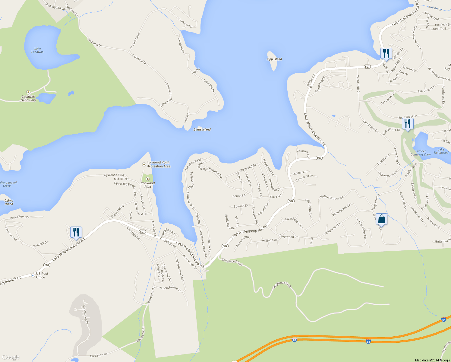 map of restaurants, bars, coffee shops, grocery stores, and more near 153 Lakeview Rd in Greentown