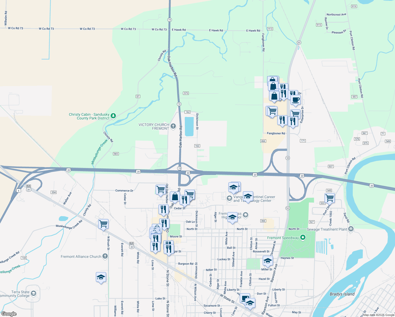 map of restaurants, bars, coffee shops, grocery stores, and more near 1801 Dickinson St in Fremont