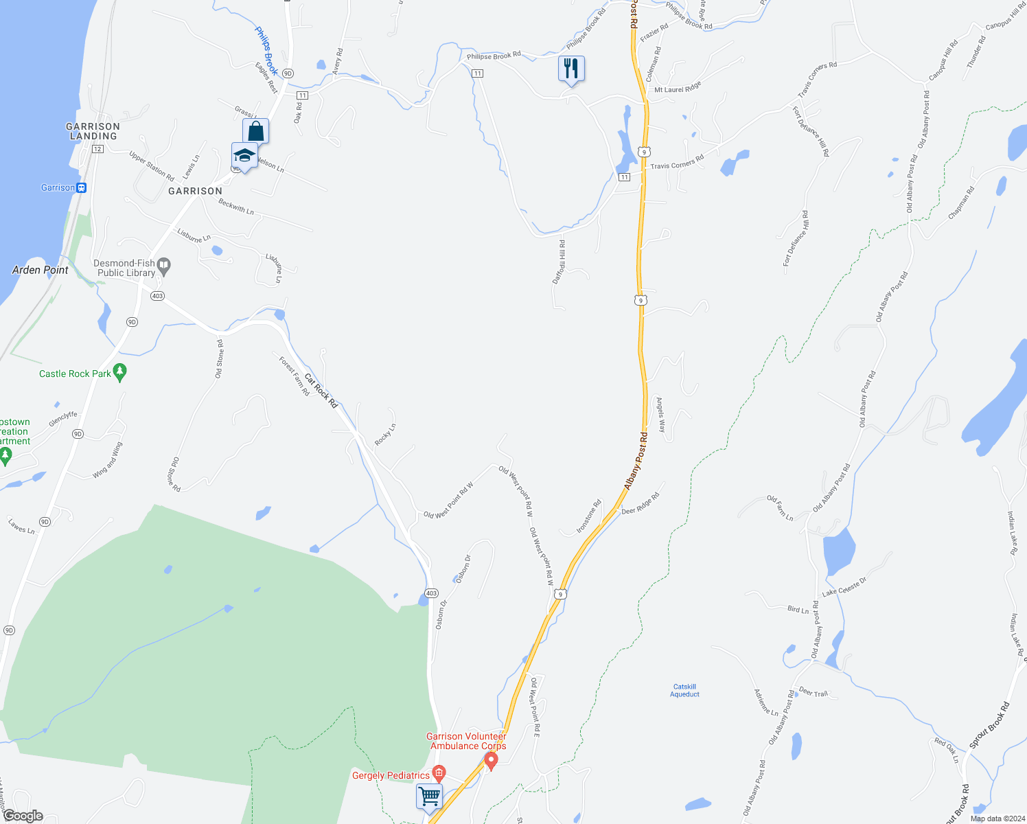 map of restaurants, bars, coffee shops, grocery stores, and more near 16 Beech Farm Lane in Philipstown