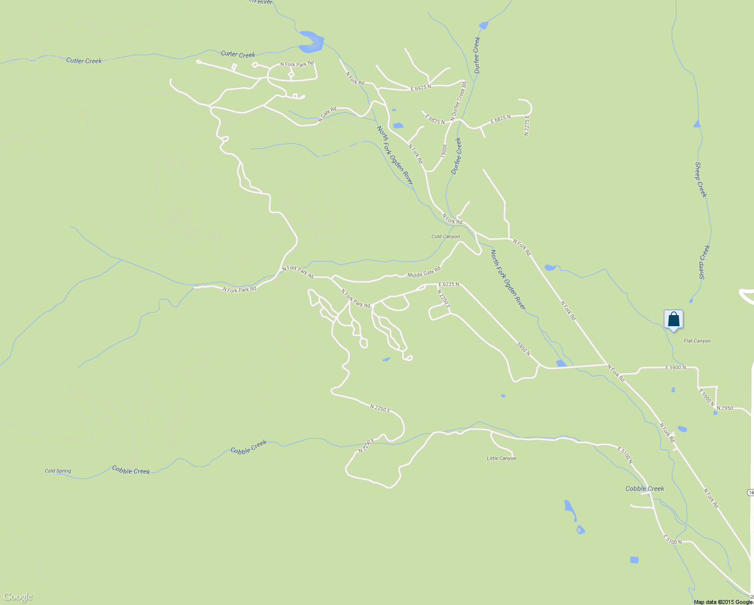 map of restaurants, bars, coffee shops, grocery stores, and more near 2127 E 5950 N in Eden