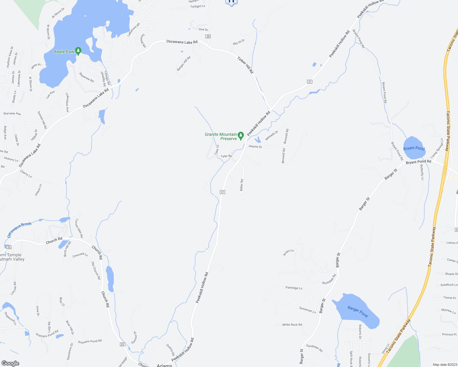 map of restaurants, bars, coffee shops, grocery stores, and more near 7 Miller Road in Putnam Valley